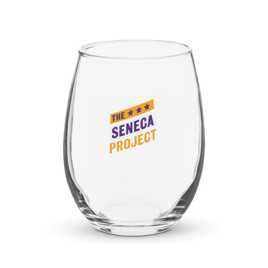 SENECA PROJECT LOGO STEMLESS WINE GLASS